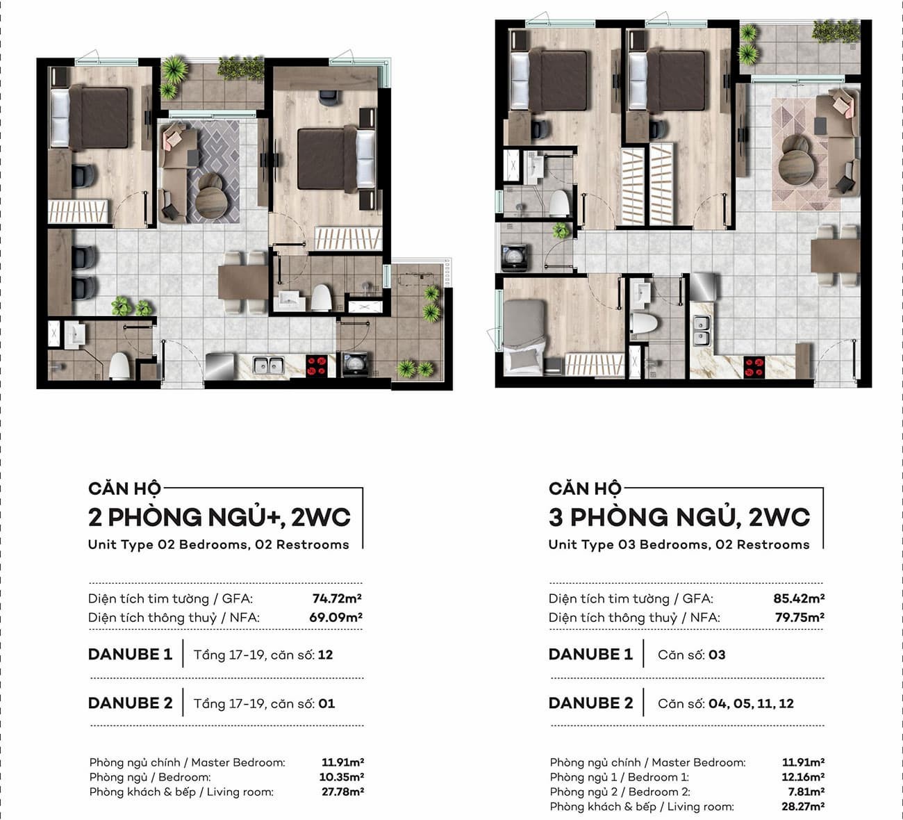 Thiết kế chi tiết căn hộ 2PN,2WC dự án West Gate Bình Chánh